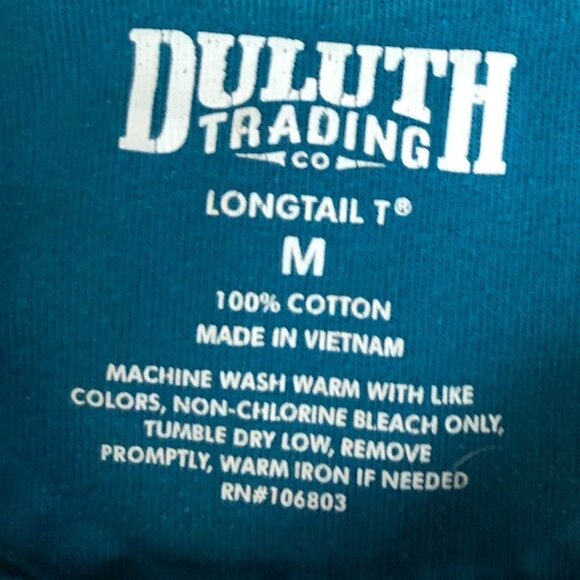 Duluth Trading Mens T-Shirt Medium Teal Long Sleeve Cotton Shirt W/ Chest Pocket - Picture 4 of 7